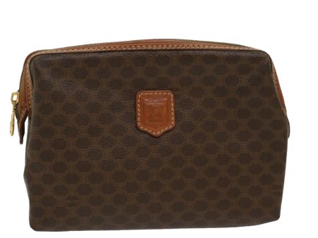 CELINE Macadam Canvas Pouch PVC Leather Brown 48169 Online now