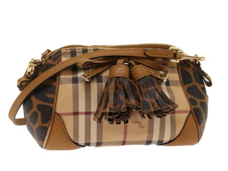 BURBERRY Nova Check Shoulder Bag PVC Leather BeigeNew yk7748 Hot on Sale