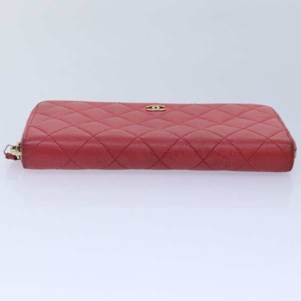 CHANEL Matelasse Long Wallet Caviar Skin Pink Gold CC  yk15041 on Sale