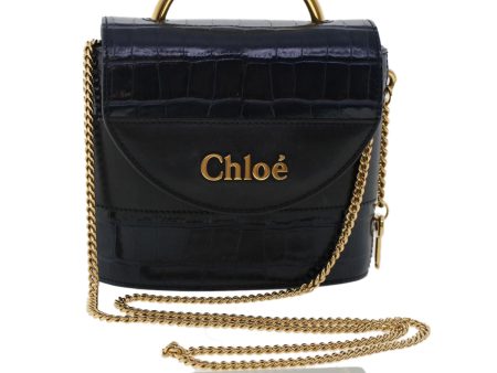 Chloe Abbey Rock Chain Hand Bag Calf leather Navy  49116A Online Sale