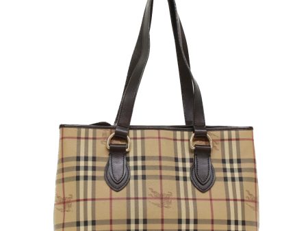 BURBERRY Nova Check Shoulder Bag PVC Leather Beige Dark BrownNew yk7975 Hot on Sale