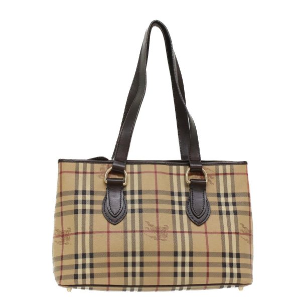 BURBERRY Nova Check Shoulder Bag PVC Leather Beige Dark BrownNew yk7975 Hot on Sale