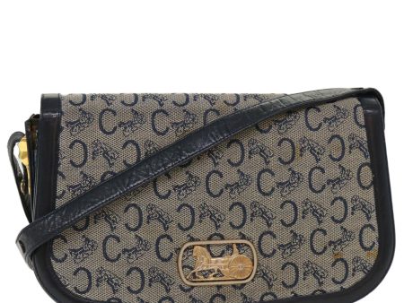 CELINE C Macadam Canvas Horse Carriage Shoulder Bag Navy 39948 Online Hot Sale