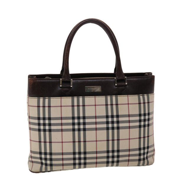 BURBERRY Nova Check Hand Bag Nylon Beige Dark BrownNew 48020 Online Hot Sale