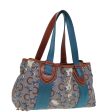 CELINE C saluki Hand Bag Coated Canvas Gray Brown blue 80171 For Cheap