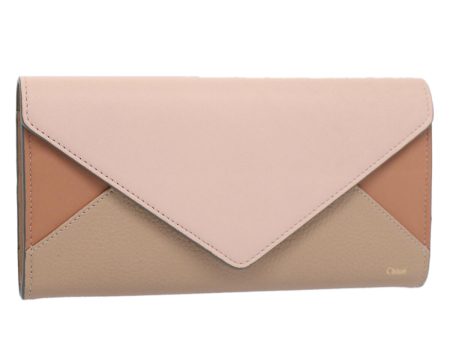 Chloe Long Wallet Leather Beige Pink 3P0171-H0Y  55677 Sale