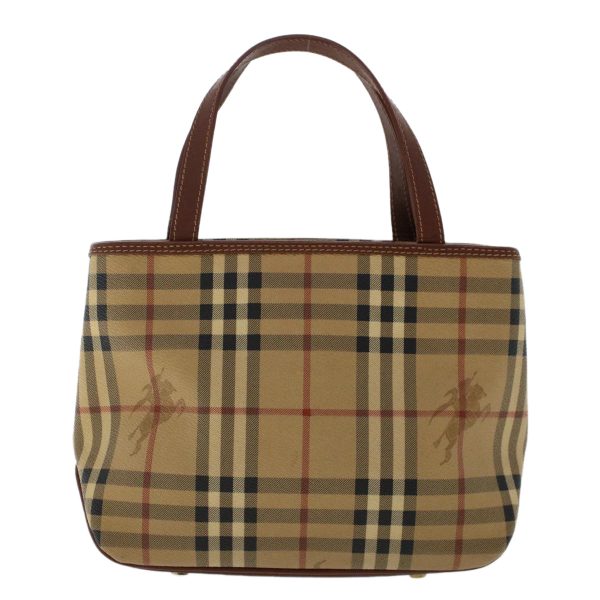 BURBERRY Nova Check Hand Bag PVC Leather Beige Black RedNew 50628 Discount