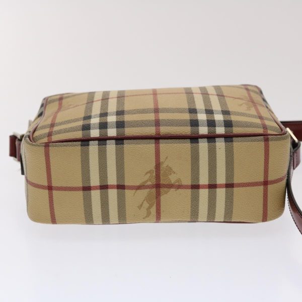 BURBERRY Nova Check Shoulder Bag PVC Leather Beige Black RedNew 47052 Sale