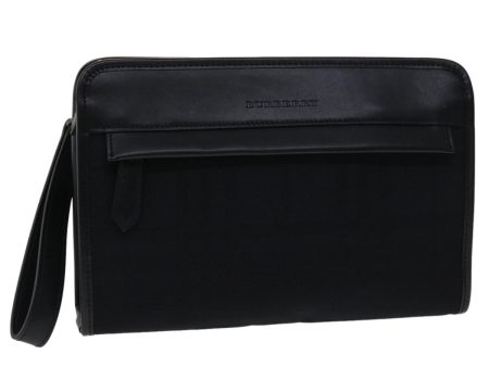 BURBERRY Nova Check Clutch Bag Nylon Leather BlackNew 48103 Discount