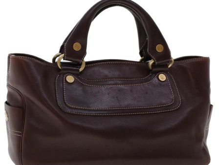 CELINE Hand Bag Leather Wine Red ep1086 Fashion