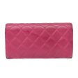 CHANEL Matelasse Long Wallet Lamb Skin Pink CC  yk15105 For Sale