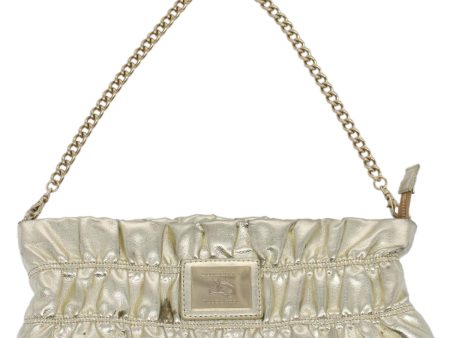 BURBERRY Chain Blue Label Shoulder Bag Leather Gold ToneNew yk8274 Discount