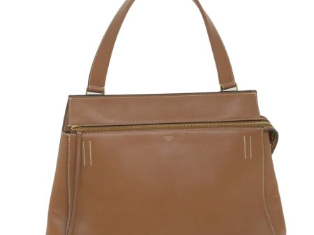 CELINE Edge Hand Bag Leather Brown bs10092 For Sale