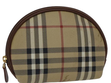 BURBERRY Nova Check Pouch PVC Leather BeigeNew bs7458 on Sale