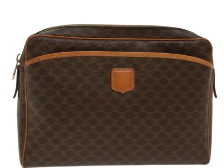 CELINE Macadam Canvas Clutch Bag PVC Leather Brown 48215 Cheap