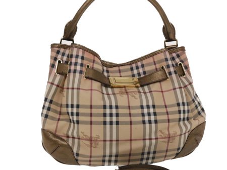 BURBERRY Nova Check Hand Bag PVC Leather 2way Pink GoldNew 49095 Sale