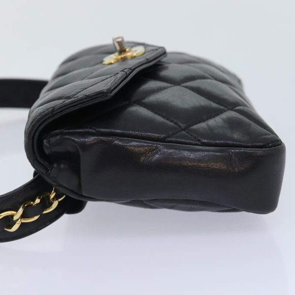 CHANEL Matelasse Waist bag Lamb Skin Black Gold CC  bs18455 Online Sale