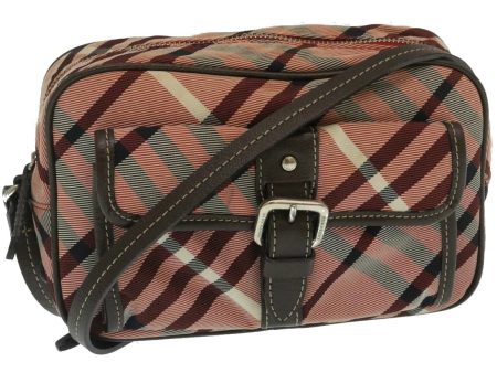 BURBERRY Nova Check Shoulder Bag Canvas Leather Red BrownNew yk4089 Online now