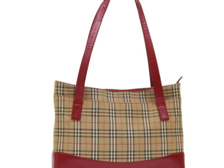 BURBERRY Nova Check Shoulder Bag Canvas Leather Red Beige blackNew ep1346 Online now