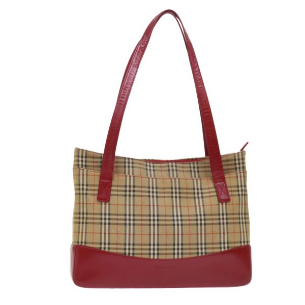 BURBERRY Nova Check Shoulder Bag Canvas Leather Red Beige blackNew ep1346 Online now