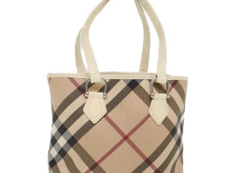 BURBERRY Nova Check Tote Bag PVC Leather BeigeNew 51455 Sale