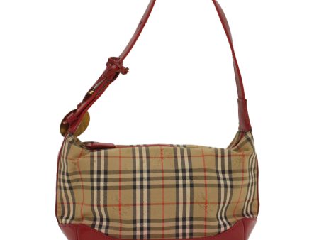 BURBERRY Nova Check Hand Bag Canvas Beige RedNew 50197 Online Sale