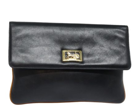 CELINE Clutch Bag Leather Black 79629 Online now