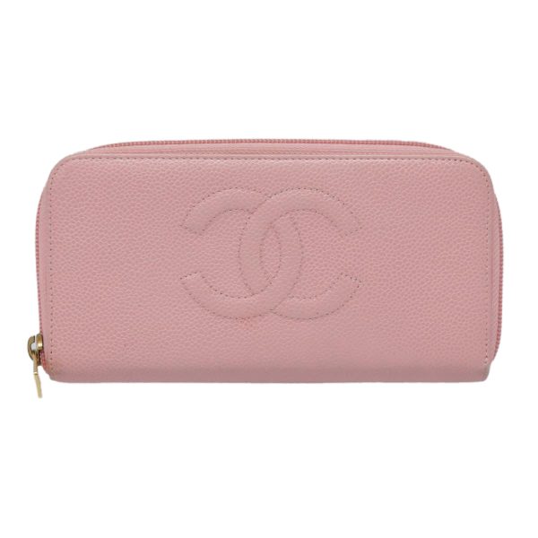 CHANEL COCO Mark Wallet Caviar Skin Pink Gold CC  yk15247 For Cheap