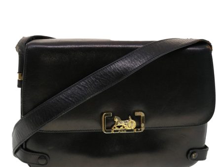 CELINE Horse Carriage Shoulder Bag Leather Black rd4883 For Sale