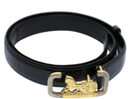 CELINE Horse Carriage Belt Leather 65 Black ti1368 Online