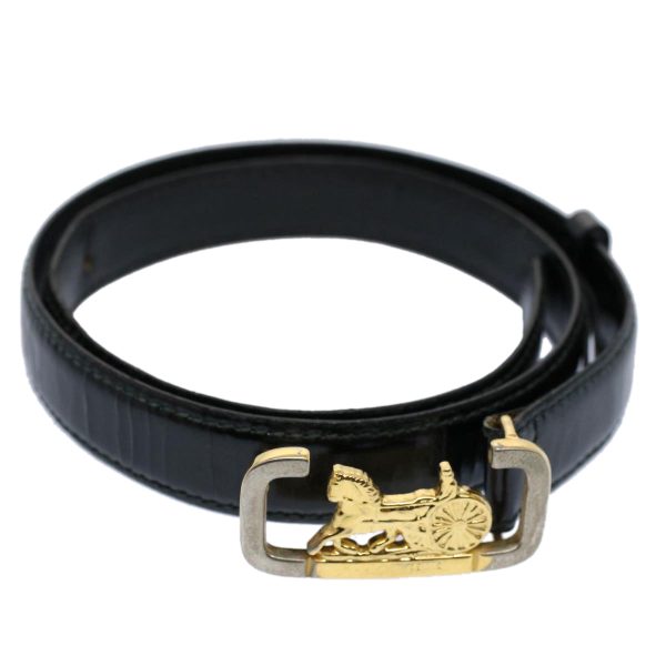 CELINE Horse Carriage Belt Leather 65 Black ti1368 Online