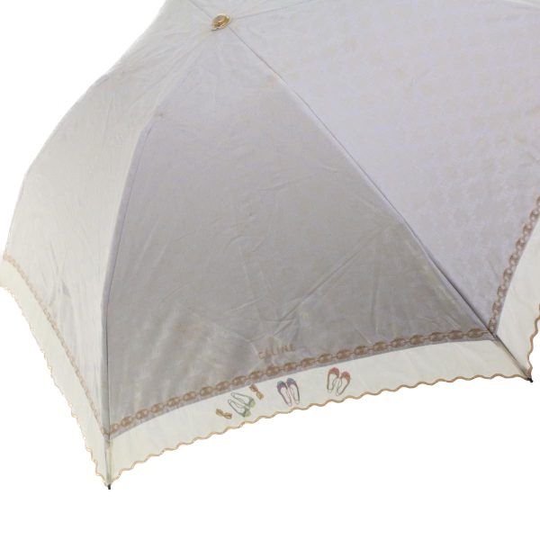 CELINE Macadam Canvas Folding Umbrella Nylon White yk7655B Online now