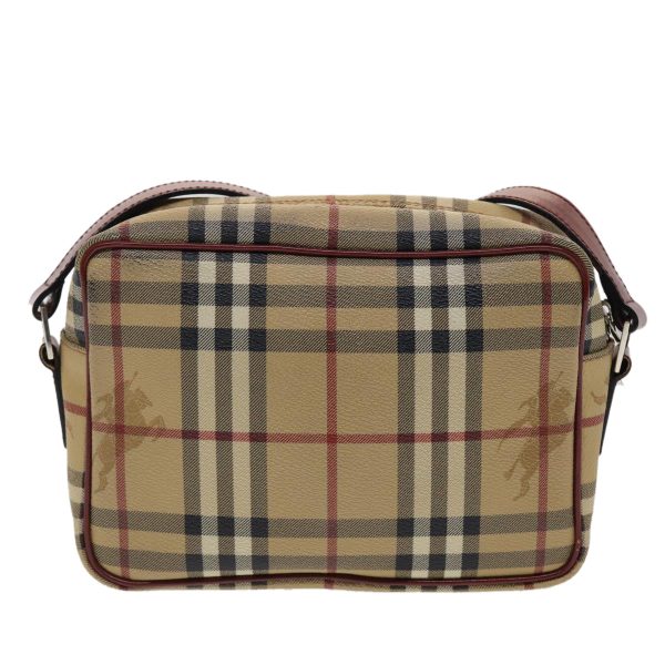 BURBERRY Nova Check Shoulder Bag PVC Leather Beige Black RedNew 47052 Sale