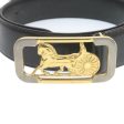 CELINE Horse Carriage Belt Leather Black Gold ar6038 Cheap