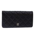 CHANEL Matelasse Long Wallet Lamb Skin Black Silver CC  yk14488 Online now