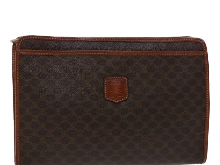 CELINE Macadam Canvas Clutch Bag PVC Leather Brown 48331 Fashion