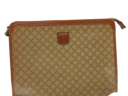 CELINE Macadam Pouch Clutch Bag PVC Leather Beige jk1328 on Sale