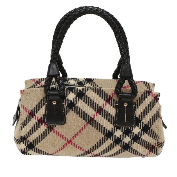 BURBERRY Nova Check Hand Bag Wool Leather BeigeNew bs7371 Cheap