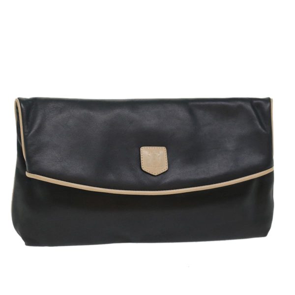 CELINE Clutch Bag Leather Navy bs6874 Sale