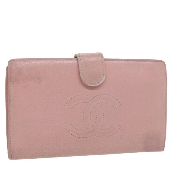 CHANEL Long Wallet Caviar Skin Pink CC  bs11186 Supply