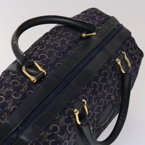 CELINE Boston Bag Canvas Leather Navy ar8356 Discount