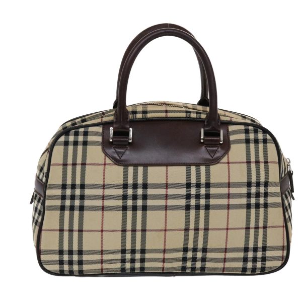 BURBERRY Nova Check Hand Bag Nylon Leather Beige BrownNew 49092 For Sale