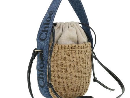 Chloe Woody Shoulder Bag Straw Canvas Beige  50195 Cheap