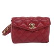 CHANEL Matelasse Waist bag Lamb Skin Red Gold CC  bs18074 Discount