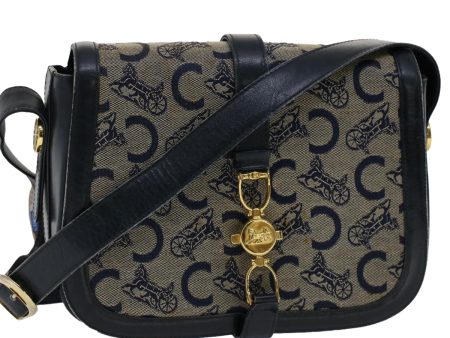 CELINE C Macadam Canvas Shoulder Bag Navy ar10062 Discount