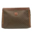 CELINE Macadam Canvas Clutch Bag PVC Leather Brown ki1226 Fashion