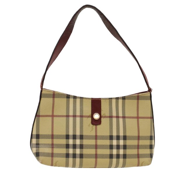 BURBERRY Nova Check Shoulder Bag PVC Leather BeigeNew ep1195 For Cheap