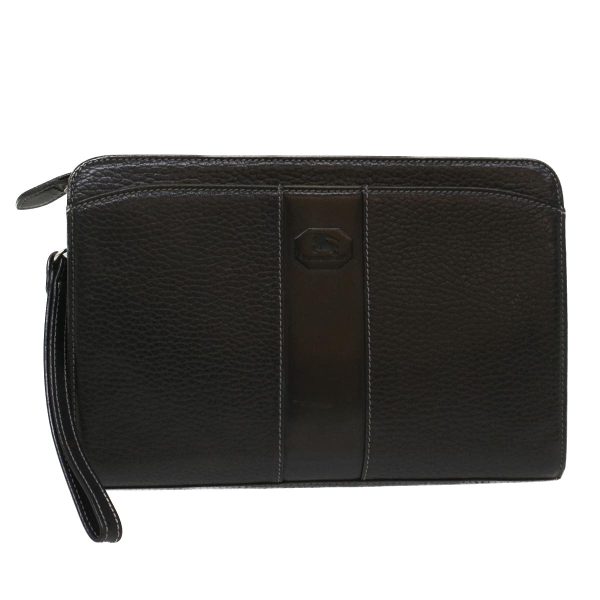 BURBERRY Clutch Bag Leather BlackNew yk8023 For Discount