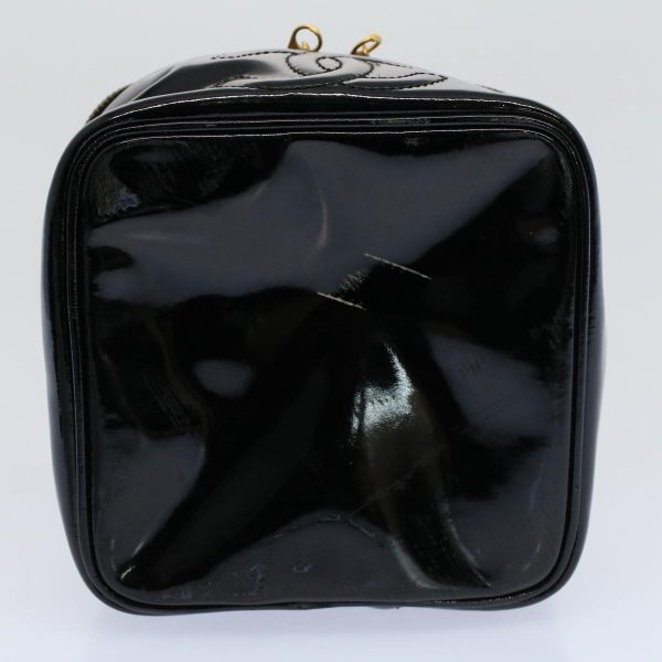 CHANEL Vanity Cosmetic Pouch Patent leather Black CC  yb378 Discount