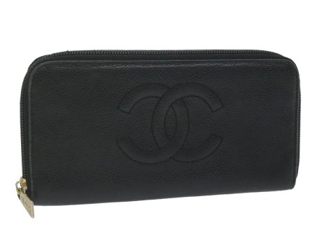 CHANEL Long Wallet Caviar Skin Black CC  bs11198 Discount